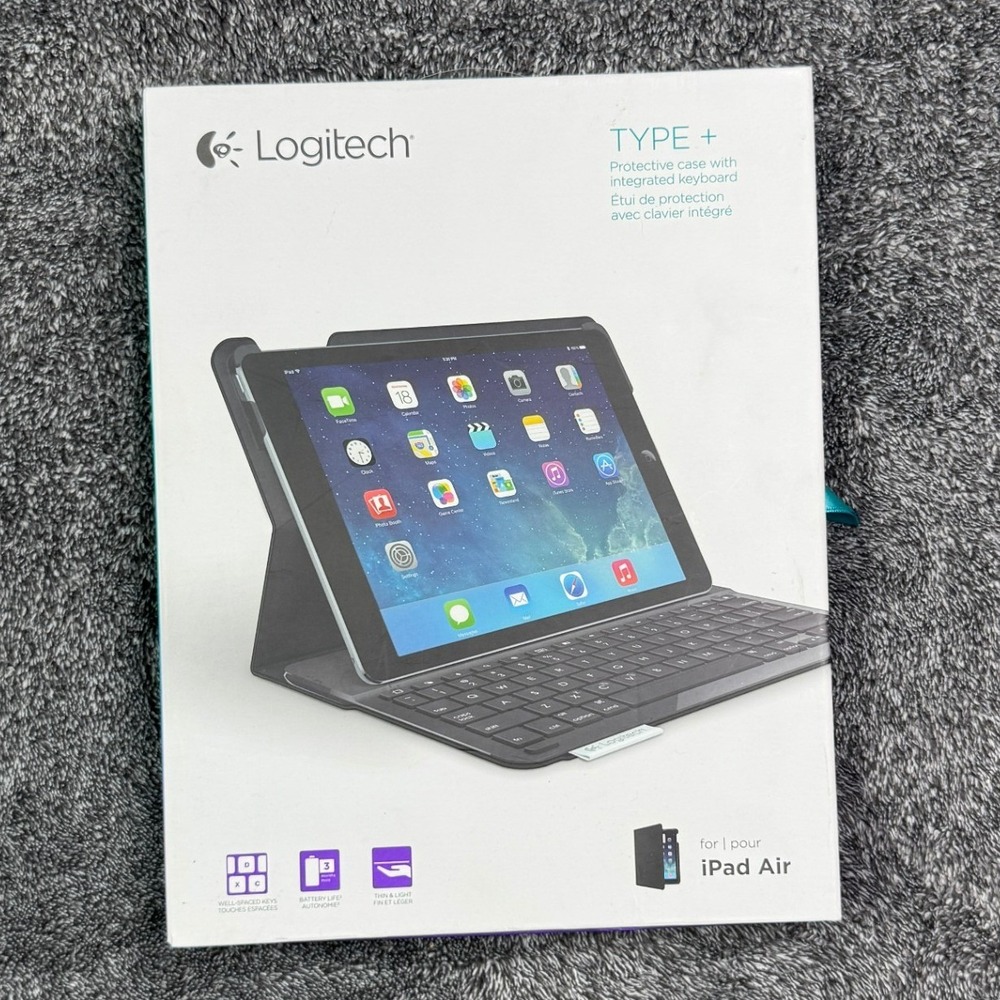 Logitech Type+ Protective Case Integrated Bluetooth Keyboard iPad Air Black NEW